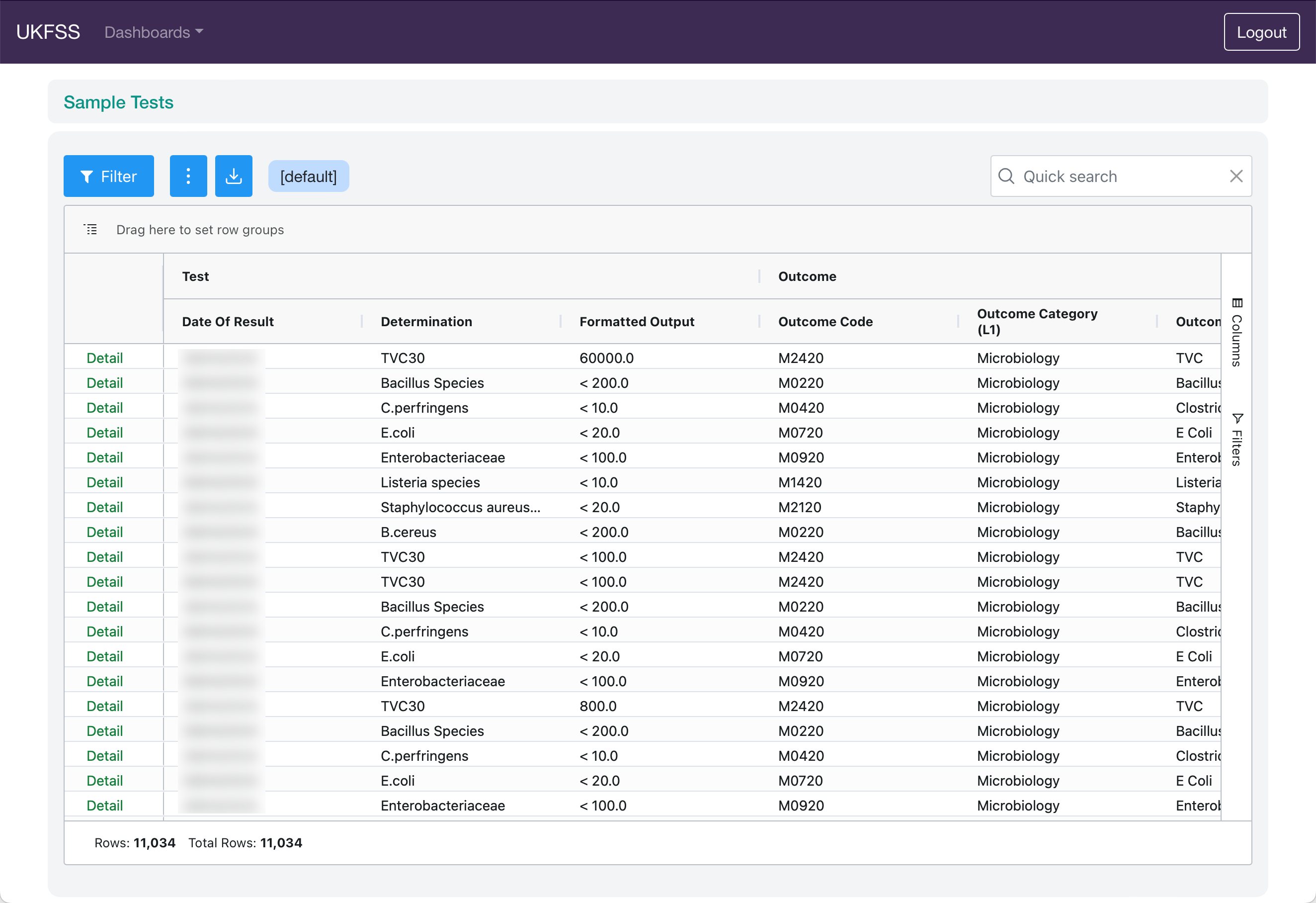 Sample Test List main view